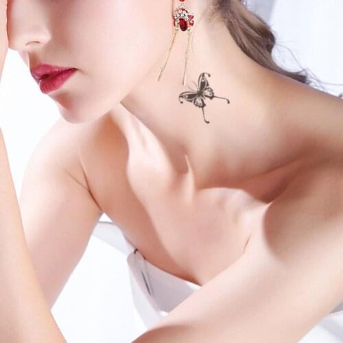 Black Butterfly Eye Tentacles Women Girls Sexy Temporary Tattoo Stickers Waterproof Flash Fake Tatoos Body Arm Chest Neck Art