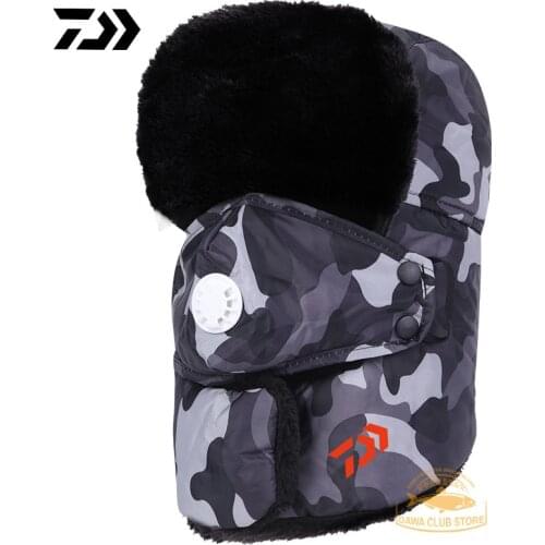 DAIWA Fishing Warm Hat Winter Outdoor Men and Women Fishing Plus Velvet Thick Warm Hat Hiking Windproof Hat