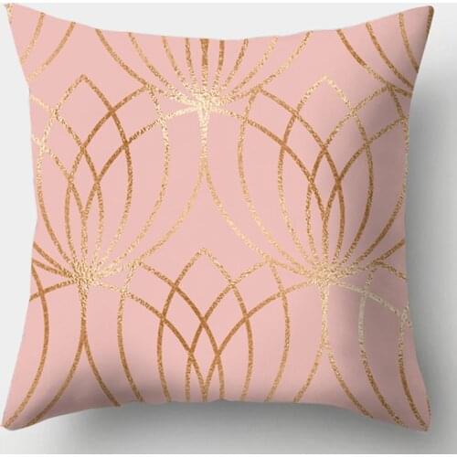 Geometric Rose Gold Cushion Cover Polyester Print Decorative Pillows For Sofa Pink Pillow Case Home Livingroom Decor Pillowcase