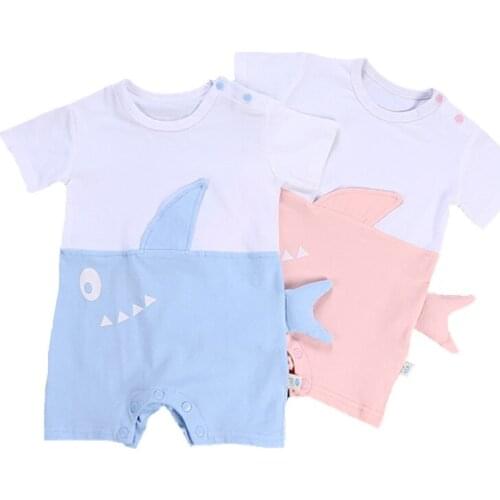 Designer Whale Costume Kids Baby Boy Baby Girls Casual Clothes Short Sleeve Rompers One Piece Cotton Pink Blue Jumpsuit