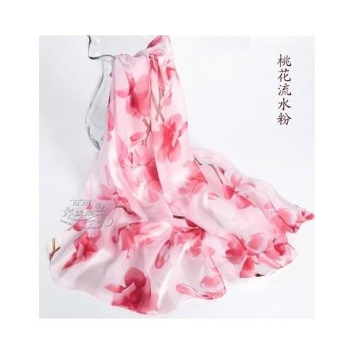 Elegant and meticulous 100 mulberry silk scarf Long silk scarf silk scarf peach blossom water powder