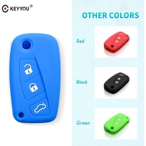 KEYYOU For FIAT Panda Stilo Punto Doblo Grande Bravo 500 Ducato Minibus 3 buttons Silicone car key Fob case cover Car-styling