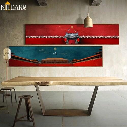 China Beijings Tiananmen Courtyard Landscape Large Size Posters and Prints Canvas Painting Art Wall Pictures Home Decoration