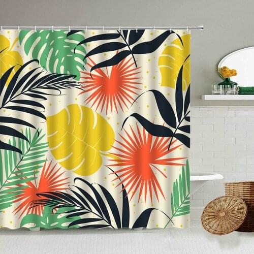 Colorful Tropical Plant Leaf Shower Curtain Modern Nordic Bathroom Accessories Family Toilet With Hook Curtains Home Decoration
