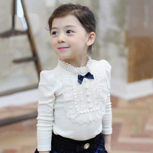 Girl Lace Shirt Child Clothing Blouse Kids Clothes 2-10Y Children Cloth School Girls Kids Cotton Shirt Wedding Party Dress