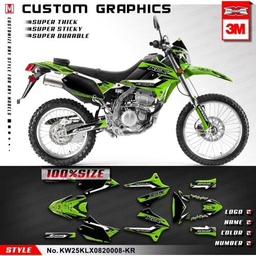 KUNGFU GRAPHICS Off-Road Decals Personalised Sticker Kit for KLX 250 S D-Tracker X Final Edition 2008 2009 2010 2011 to 2020
