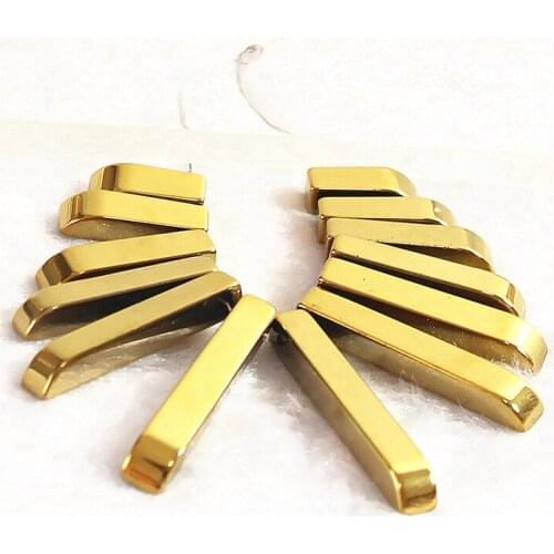 Hot sale gold-color hematite pendant semi-precious stone necklace 10-29x4mm long rectangle beads loose beads jewelry making B203