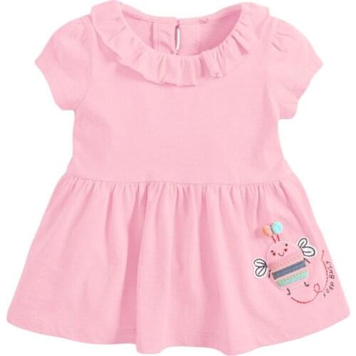 Little Maven 2021 New Summer Baby Girls Clothes Brand Dress Toddler Cotton Pink Insect Applique Cute Dresses for Kids 2-7 Years