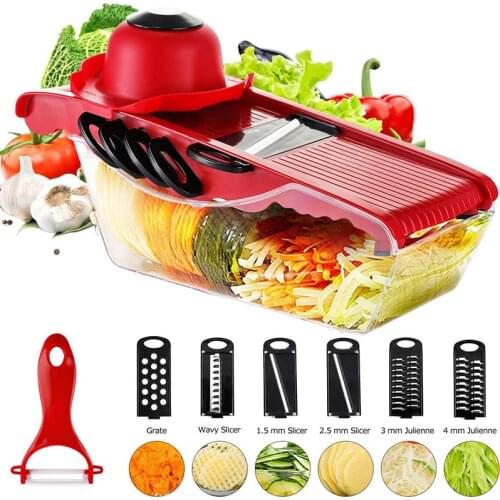 Mandoline Vegetable Slicer with 6 Blades & Peeler Cutter Food Fruit Shredder Mandolin Cutter for Potato,Tomato,Onion,Cheese etc