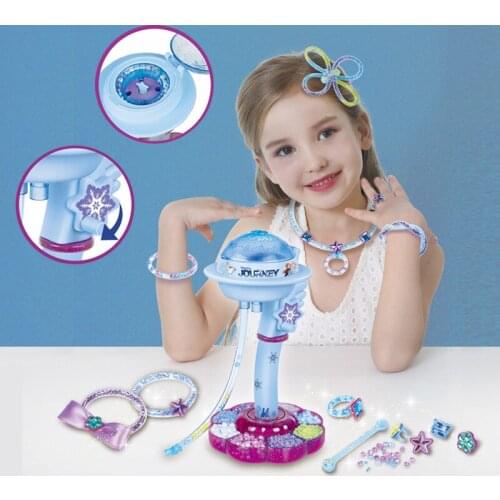Disney children crystal beading machine ice and snow Wonderland girl DIY jewelry necklace bracelet toy girl birthday gift box