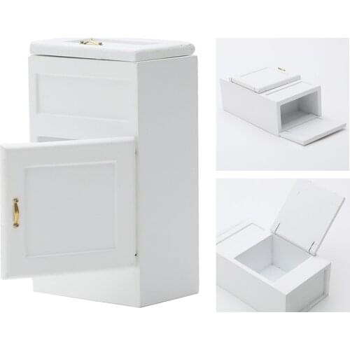 Mini 1/12 Dollhouse Refrigerator Wooden Furniture Kitchen Set Toys White