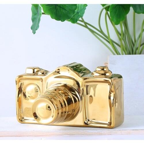 Minimalist ceramic camera ornaments Home Furnishing bedroom study ornament crafts decor figures modle Golden silver model gift