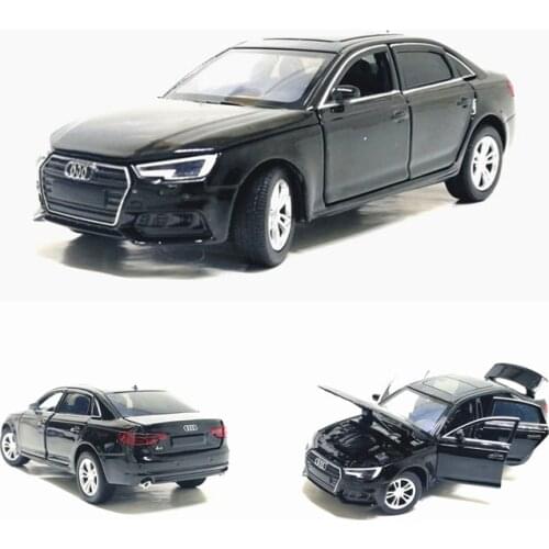 1/32 Scale Audi A4 Diecast Alloy Model Car Toy Black White With Light Sound For Baby Gifts Collection Toys Free Shipping