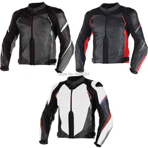 3 Colors Mens Motocycle Riding Lether Jacket Street Racing Protective Leather Jacket with Back Cowl