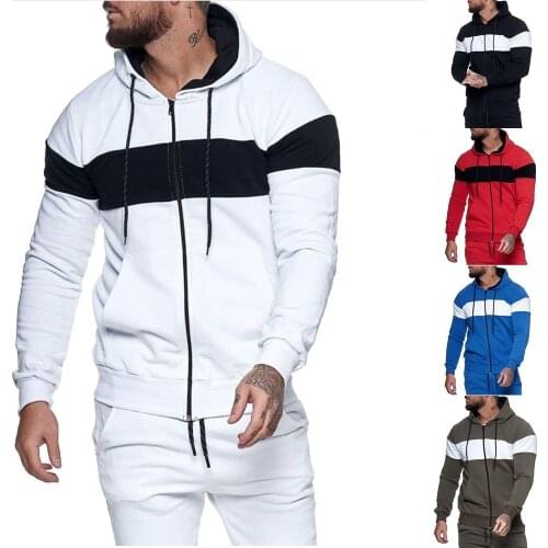 Patchwork Hoodies Men Autumn Winter 2021 New Style Hooded Sweatshirts Streetwear Pullover Fitness Tracksuit Plus Size M-3XL