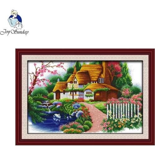 Joy Sunday Needlework DIY Chinese Cross Stitch Sets for Embroidery Kits Printed Dream Cabin Patterns Counted Cross-Stitching