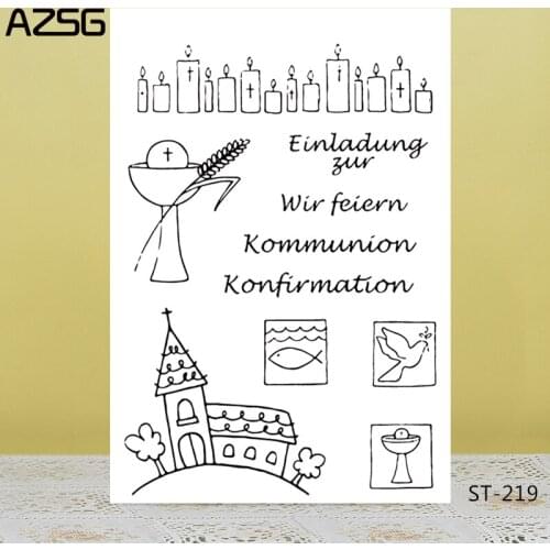 AZSG German Happy Birthday Candle/Castle Clear Stamps For DIY Scrapbooking/Card Making/Album Decorative Silicone Stamp Crafts