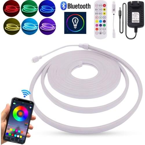 12V RGB Neon Light SMD3535 96Leds/m Tuya WIFI Bluetooth App Control Music Sync Waterproof Neon Ribbon Color Changing Neon Strip