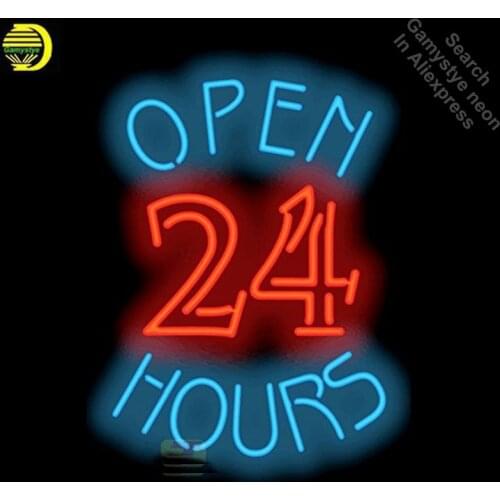 Neon Signs for Open 24 Hours Handcrafted Business Neon Bulbs sign Glass Tube Decorate Store Wall Wholesale Signs dropshipping
