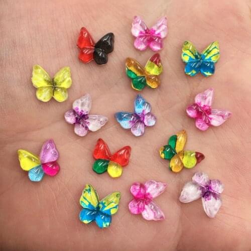 Wholesale 400pcs Mix Resin 10mm Colorful Butterfly Flat Back Rhinestone Appliques DIY Wedding Scrapbook Craft