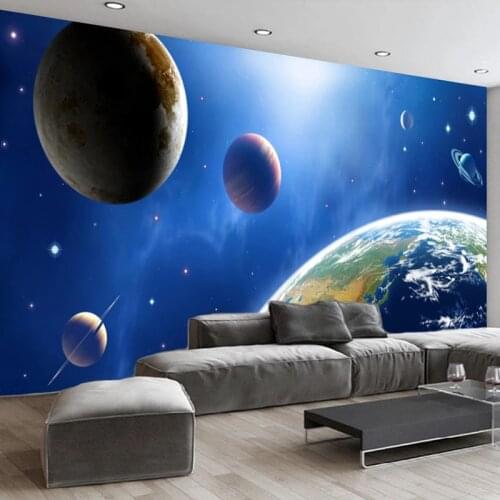 Custom Mural Wallpaper HD Space Planet 3D Starry Sky Fresco Children Kids Bedroom Living Room Backdrop Wall Painting Home Decor