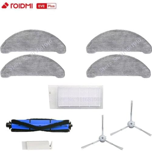 Original Xiaomi Roidmi Eve Plus Robot Vacuum Cleaner Mop Cloths Dust Bags Hepa Filter Side Brush Rolling Brush Accessories