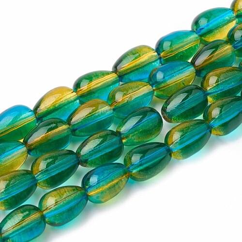 About 86pcs/strand Two Tone Baking Paint Glass Drop Beads 6.5mm for jewelry making DIY Crafts Decor Accessories,hole: 1mm