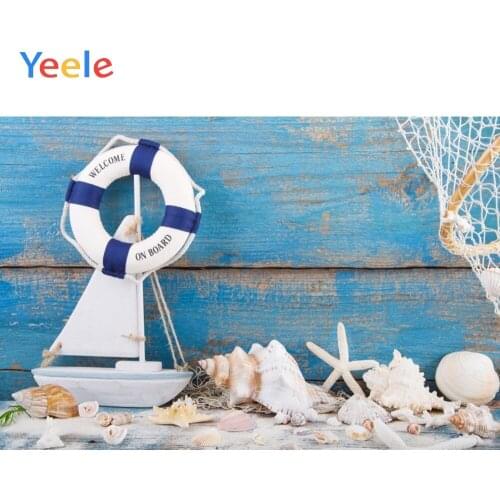 Sea Ocean Ship Shell Fishing Net Wood Board Baby Shower Birthday Backdrop Photography Background For Photo studio Photophone