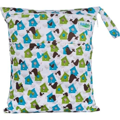 Machine Waterproof Reusable Laundry 2 Pocket Bag Zipper Diaper Baby Nappy Wet Bag LW4