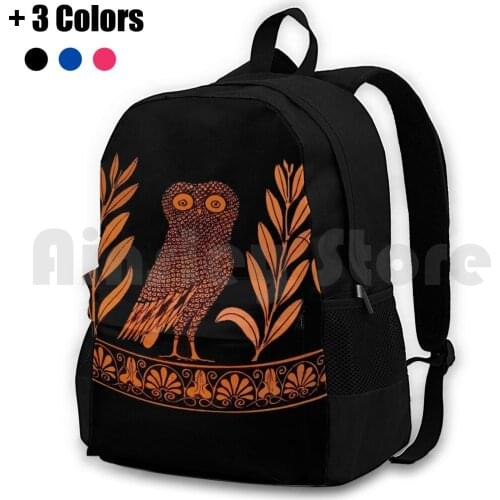 Attic Red-Figure Kalpis Owl Athena Olive Outdoor Hiking Backpack Waterproof Camping Travel Attic Red Figure Kalpis Owl Athena