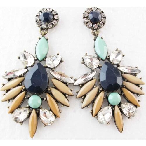 YaYi Jewelry Fashion Multi Glass Crystal Rhinestone Dangle Women Ancient Gold Color Wear Ear Band Long Tassel Earrings