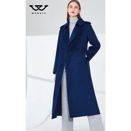 Double sided cashmere coat womens 2021 autumn and winter new fashion slim fit loose medium and long double row button Wool