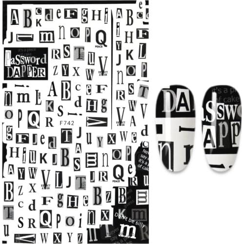 1PC English Design Nail Stickers Manicure Nail Art Decoration Stickers for Nails