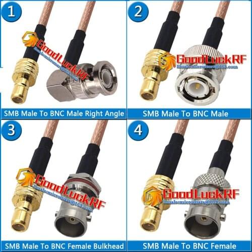 1X Pcs SMB Male To Q9 BNC Male Female Right Angle Bulkhead Panel Mount Nut Waterproof Washer Pigtail Jumper RG316 Cable Low Loss