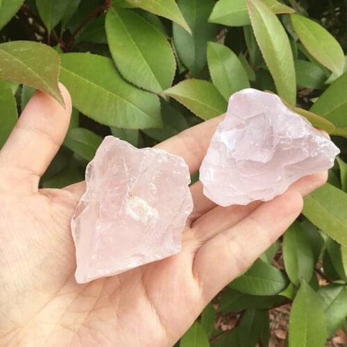 2pcs 150g Natural crystal rose crystal raw stone pink quartz Specimen Healing Reiki stone