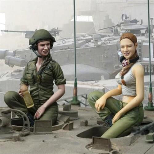 2pcs Resin Figure 1/16 Scale Model Kit Modern IDF Female Tank Soldiers GK Assembly Models Kit Colorless Self-Assembled Toy 457