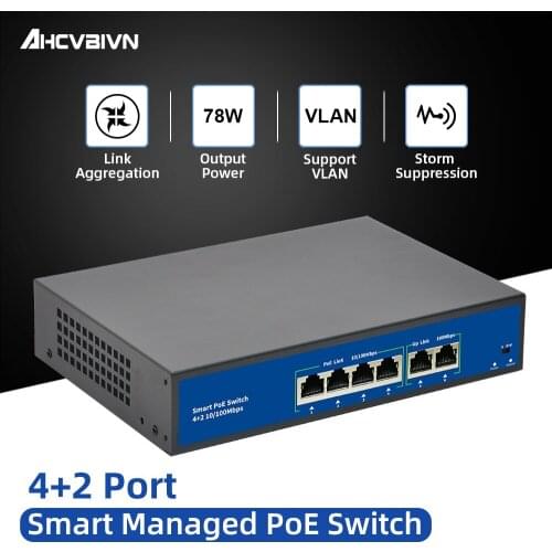 4 Port PoE switch for ip camera with 2 port 100M uplink 1 port SFP PoE Ethernet Switch PoE 52V switch