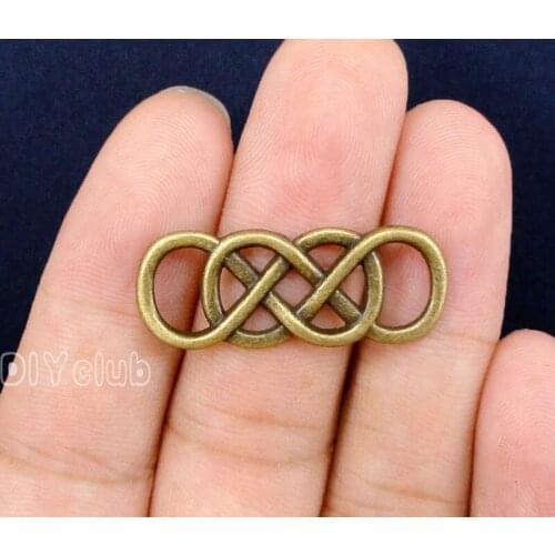 50pcs-Antique Bronze Double Infinity Charms Pendant 32x12mm