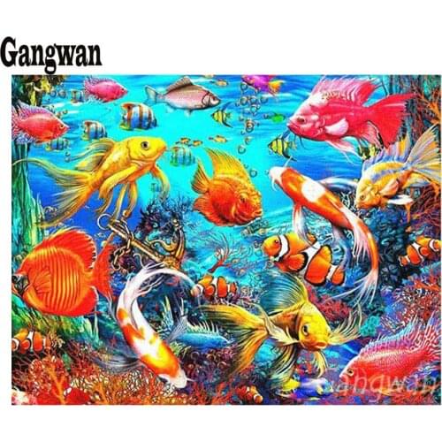 5d Diamond Painting DIY 3D Diamond Embroidery Koi Fish Graph sale full square round drill Mosaic diamond picture fengshui decor