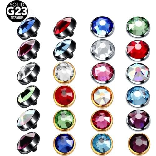 8pcs/lot G23 Titanium Piercing Micro Dermal Gem Micro Dermal Anchor Crystal Top Dermal Piercings Surface Piercing Body Jewelry