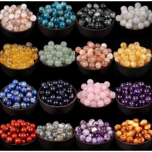 A+Natural Stone Colorful Round Tiger Eye Ctrines Amazonite Turquoises Agates Gemstones Loose Beads For Jewelry Making DIY