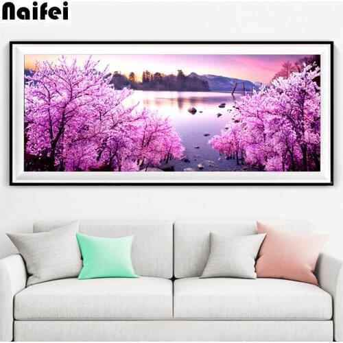 5D Diy Diamond Painting Pink Lake Snow Diamond Embroidery Cross Stitch Full Square Home Mosaic landscape Decoration Wall Sticker