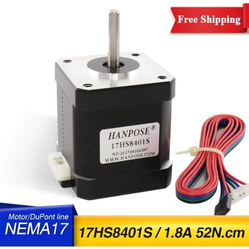Free Shipping 1pcs Stepper Motor 4-lead Nema17 48mm 78Oz-in 1.8A Nema 17 motor 42BYGH 1.8A 52N.CM 17HS8401S motor