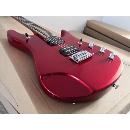 Free shipping custom 6 string guitar,metal red guitar,tremolo bridge HH pickups,active battery,rosewood fingerboard