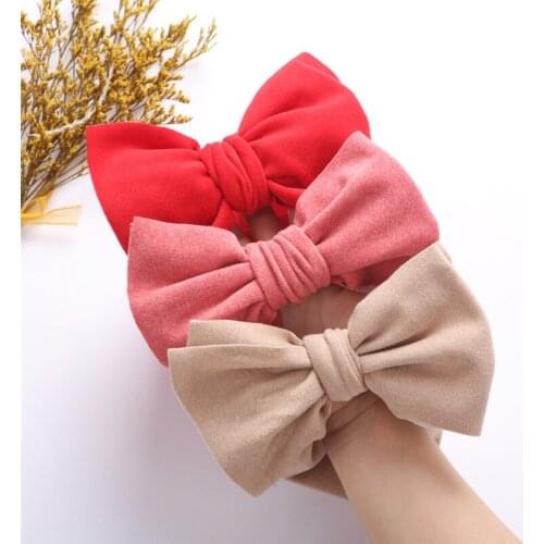 Big Bow Baby Headbands Soft Wool Newborn Babe Headwrap Solid Color Infant Girl Hair Accessories Hairbows