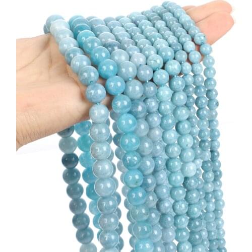 Natural Stone Beads Aquamarin Angelite Round Beaded Beads Loose Beads For Jewelry Making Bracelet Neck Material 6/8/10mm