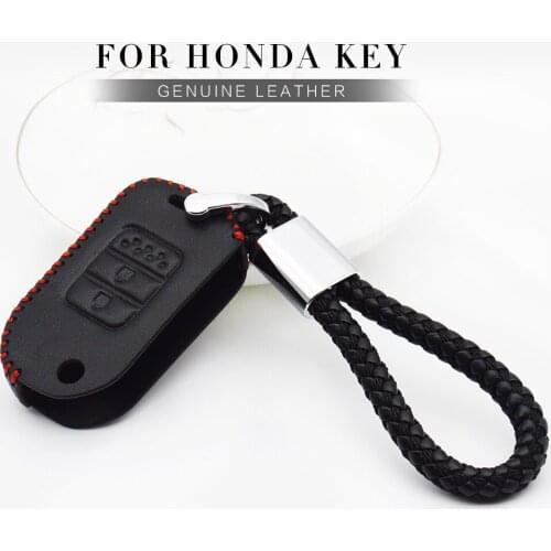 For Honda Civic 4D Accord JAZZ Pilot Insight Forza Stream Crv Hrv Pcx 150 Car Styling Leather Cover Flip Key Ring Protector Case