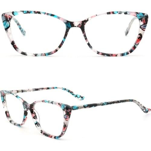 Women Tortoise Shell Cat Eye Eyeglass Frame for Women Optical Glasses Frames Vintage Floral Retro Prescription Myopia Spectacles