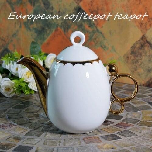 European palace ceramic coffee pot 1000ml coffee pot filter hole teapot Dan shaped kettle