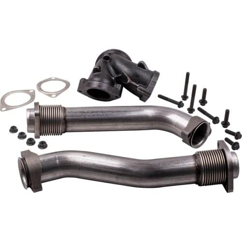 F81Z6K854EA Bellowed Turbo Exhaust Up Pipes Housing & Turbo Pedestal for Ford 7.3L Diesel F550 F450 F350 1999-2003 F81Z6K854DA